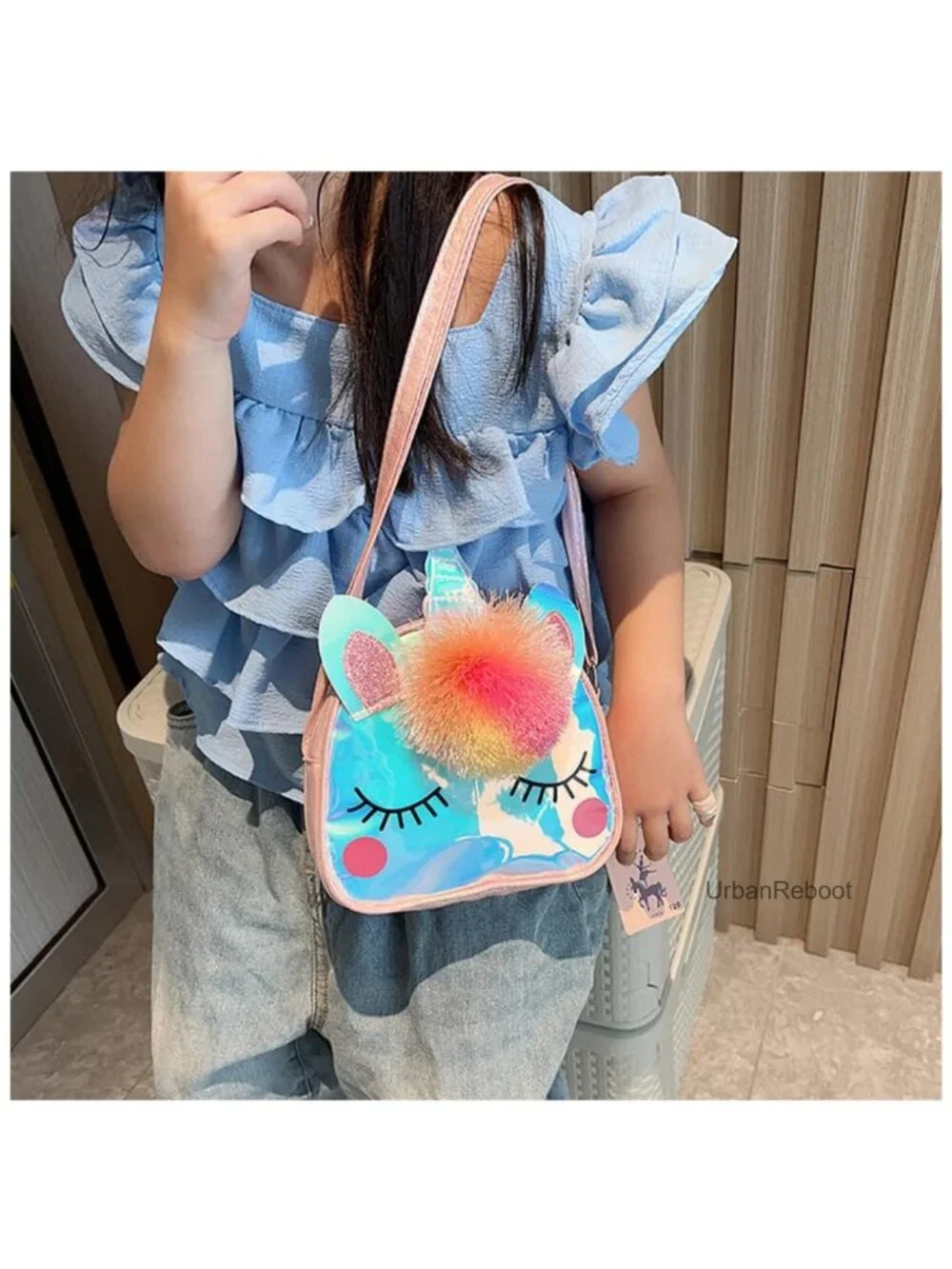 Girls Crossbody Bag Mini TPU Unicorn Purse Adjustable Strap Small Kids Sling
